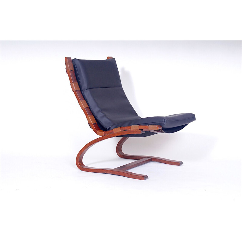 Vintage blue lounge chair by Elsa Solheim