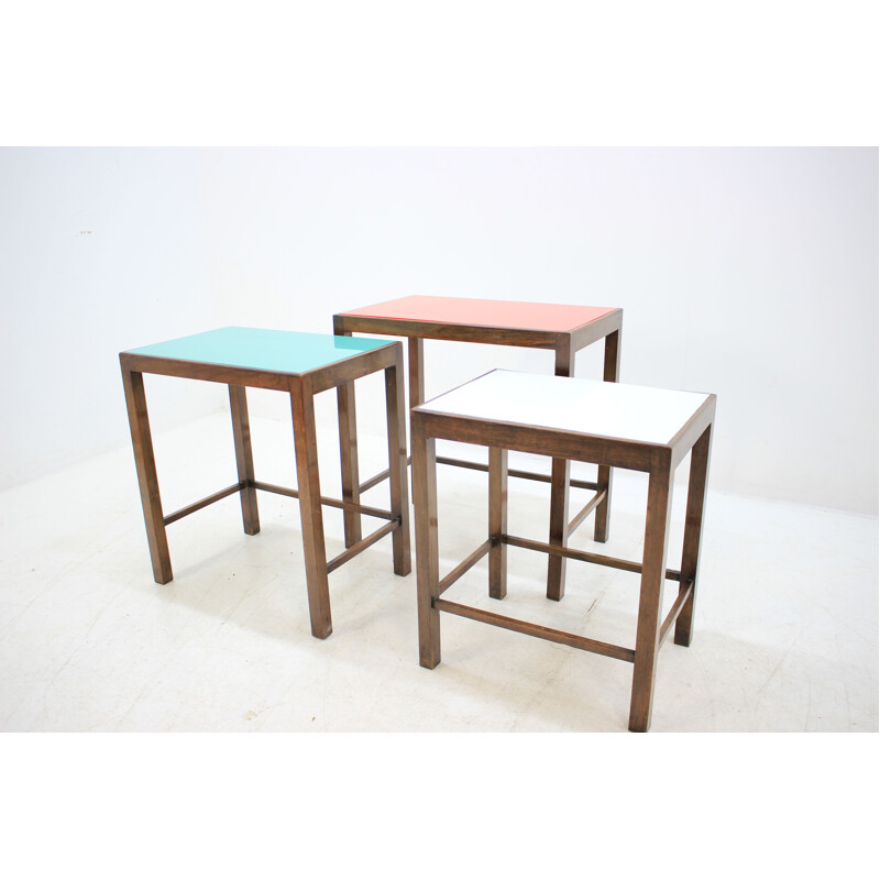 Set of 3 vintage nesting tables by Jindřich Halabala