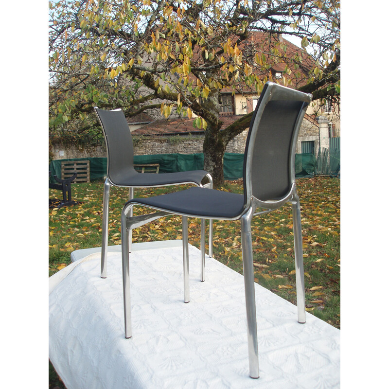 Set of 2 vintage chairs in aluminum by Alberto Meda for Alias