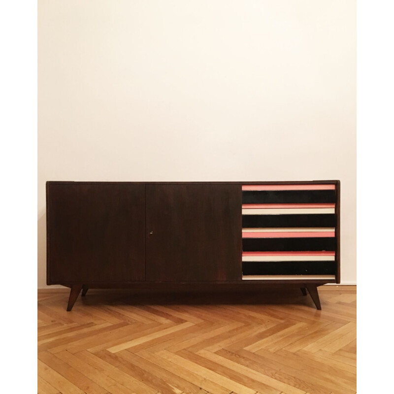 Vintage houten dressoir U-460 van Jiri Jiroutek voor Interier Praha, Tsjecho-Slowakije 1960