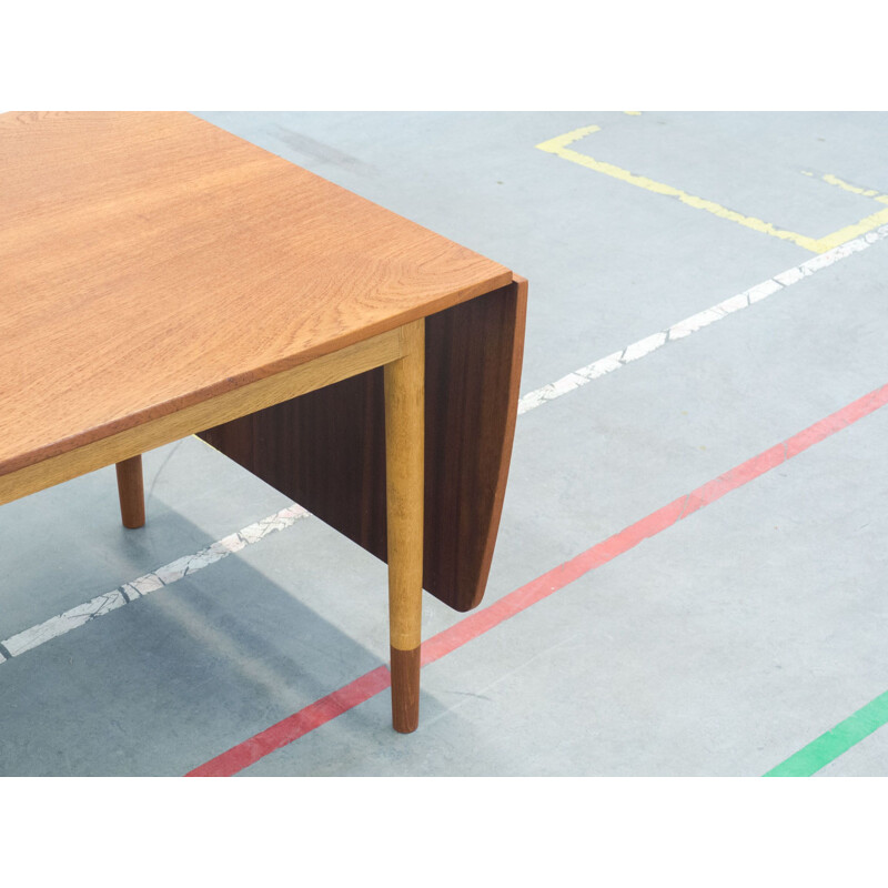 Vintage extendable dining table in teak and oak by AS Randers Møbelfabrik