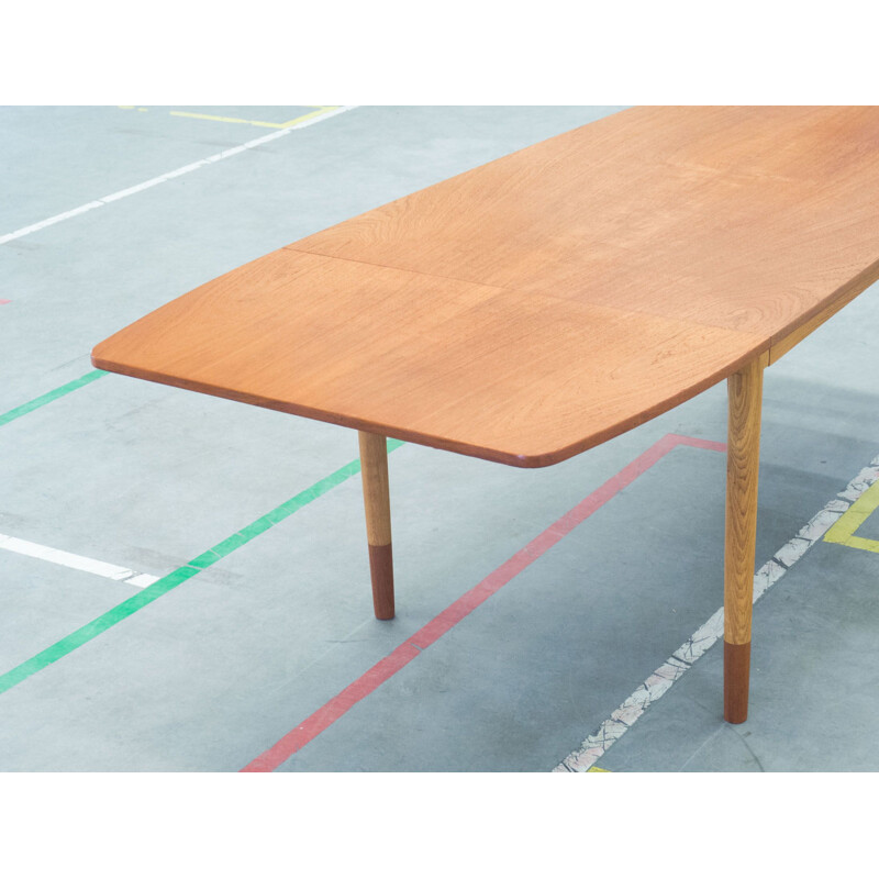 Vintage extendable dining table in teak and oak by AS Randers Møbelfabrik