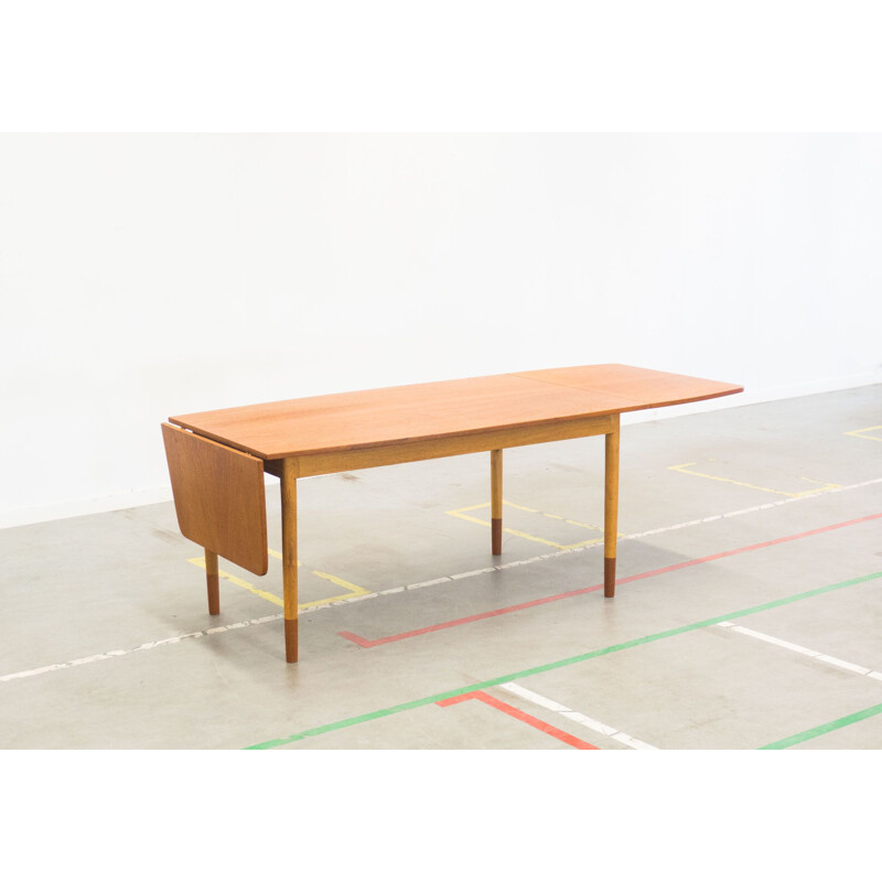 Vintage extendable dining table in teak and oak by AS Randers Møbelfabrik