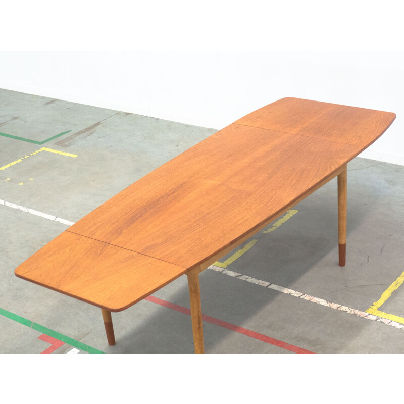 Table vintage extensible en teck et chêne par AS Randers Møbelfabrik