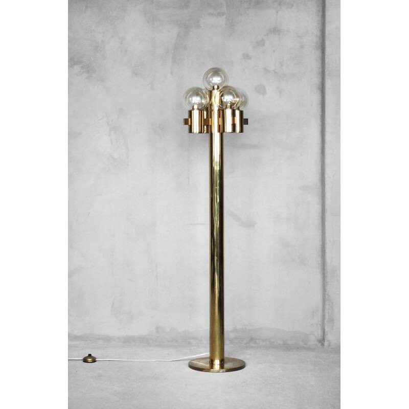 Vintage floor lamp in gilded brass by Gaetano Sciolari, 1970