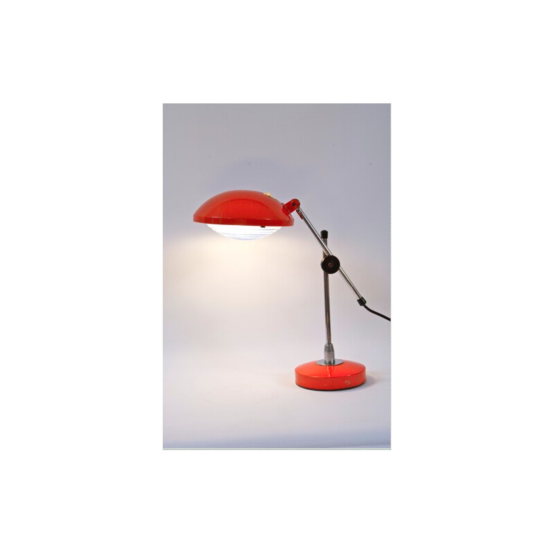 Desk lamp in orange lacquered metal and plexiglas - 1960s