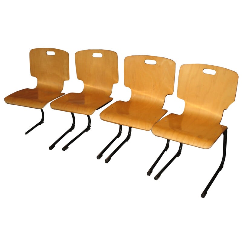 4 vintage university chairs - 1970s