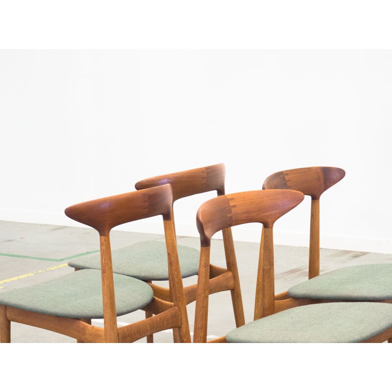 Set of 4 vintage chairs by Brande Møbelindustri in teak and oak