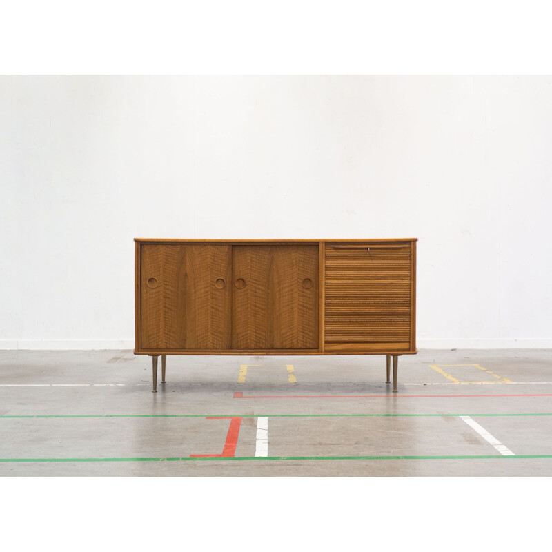 Vintage sideboard in walnut and brass by Fristho 1950