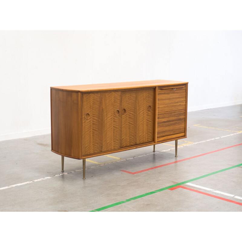 Vintage sideboard in walnut and brass by Fristho 1950