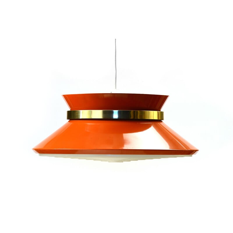 Vintage pendant light for Granhaga in lacquered orange metal 1960
