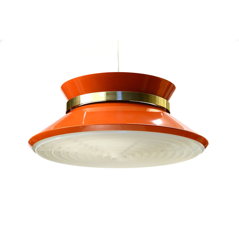 Vintage pendant light for Granhaga in lacquered orange metal 1960