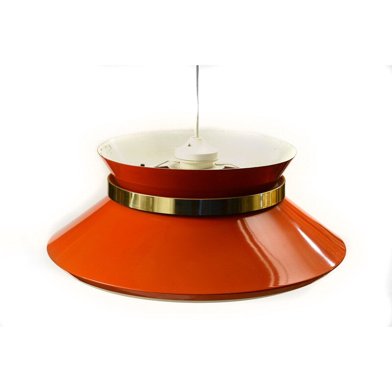 Vintage pendant light for Granhaga in lacquered orange metal 1960