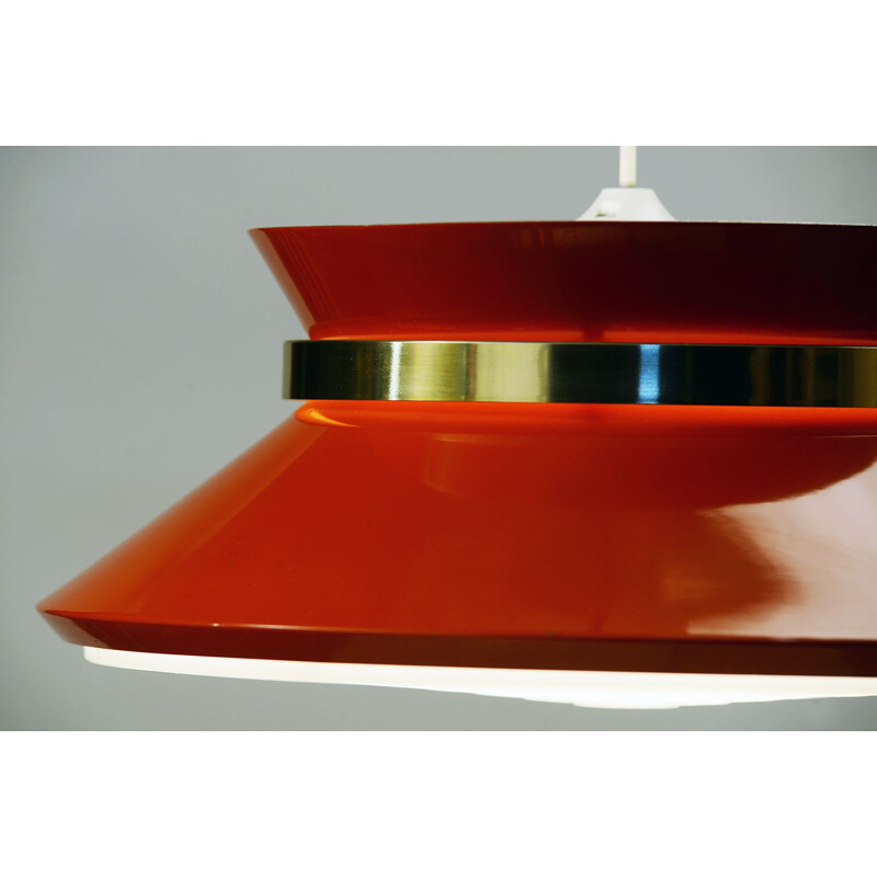 Vintage pendant light for Granhaga in lacquered orange metal 1960