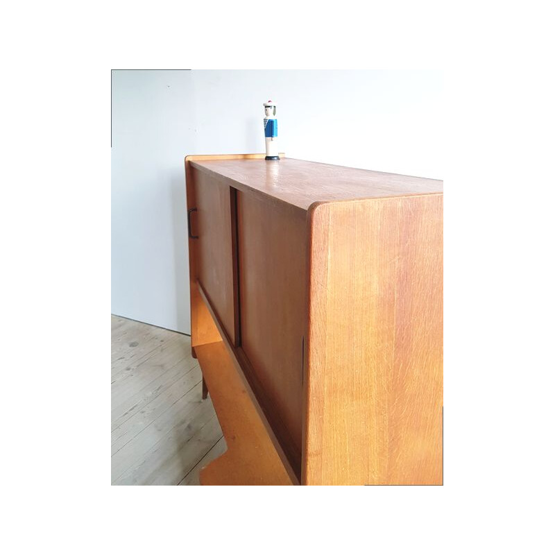 Vintage oakwood sideboard by Roger Landault for Meubles ABC 1950