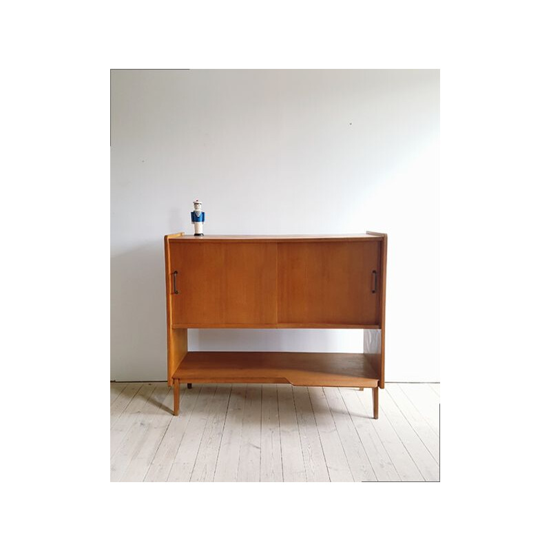 Vintage oakwood sideboard by Roger Landault for Meubles ABC 1950