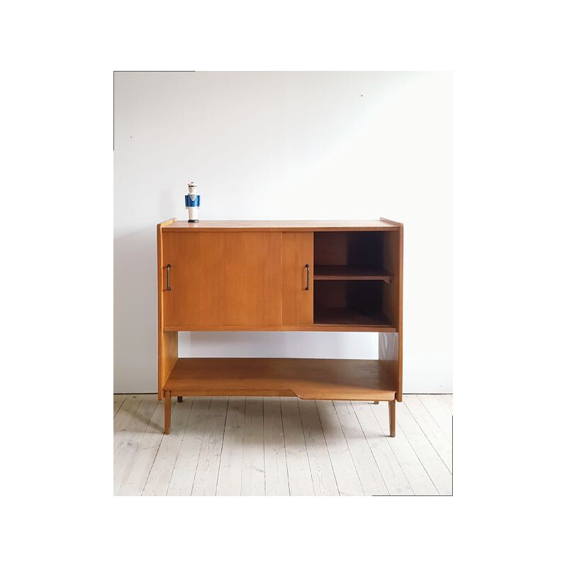 Vintage oakwood sideboard by Roger Landault for Meubles ABC 1950