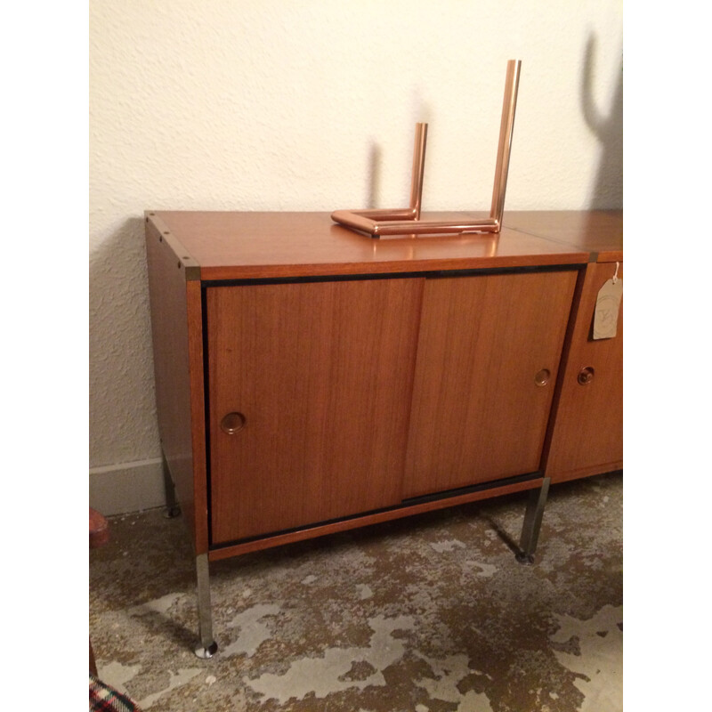 Adjustable sideboard in teak and chromium, ARP (Guariche, Motte and Mortier) - 1950s