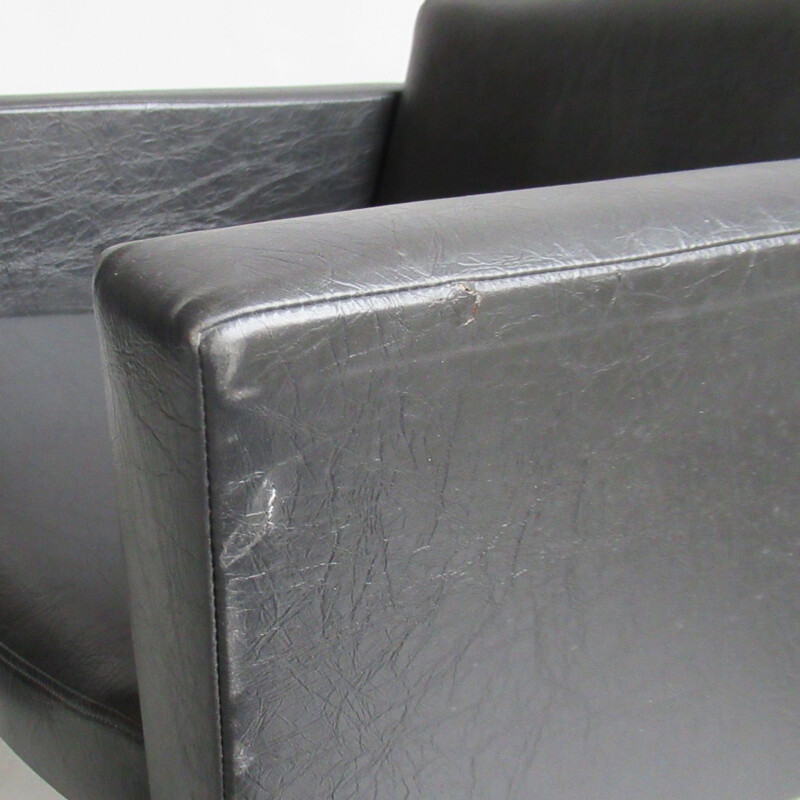 Vintage desk chair in black leatherette for Meurop 1960