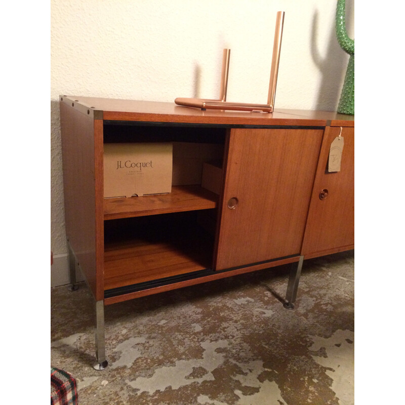 Adjustable sideboard in teak and chromium, ARP (Guariche, Motte and Mortier) - 1950s