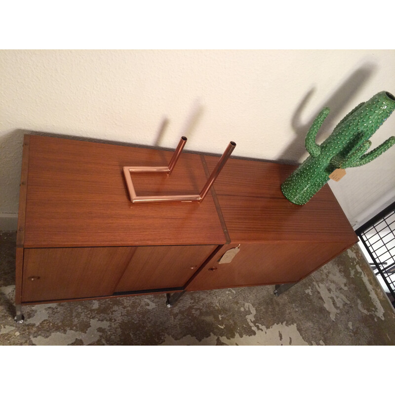 Adjustable sideboard in teak and chromium, ARP (Guariche, Motte and Mortier) - 1950s