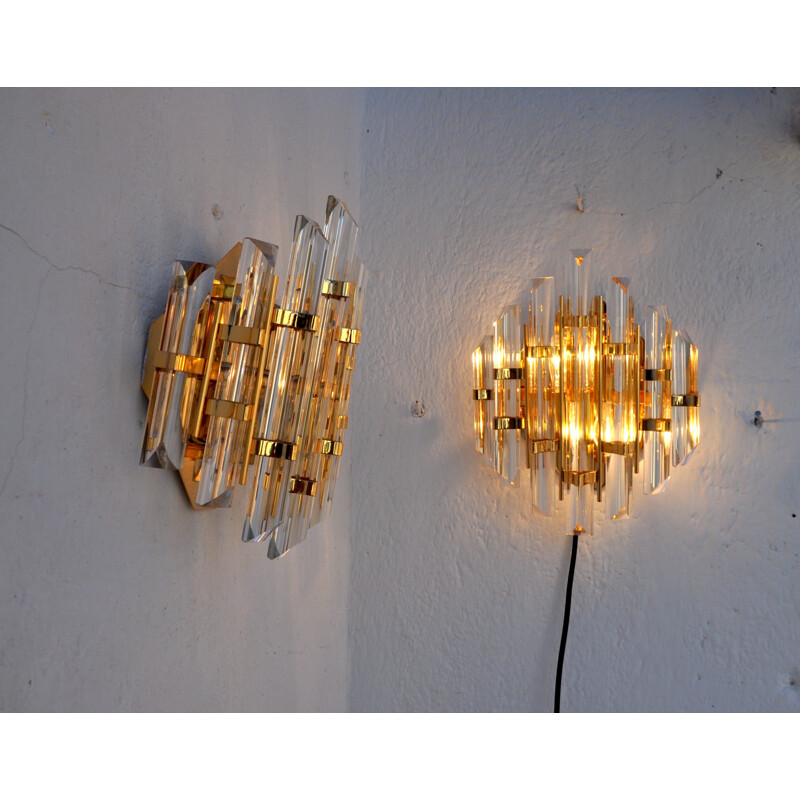 Pair of vintage sconces by Paolo Venini in glass and metal 1960