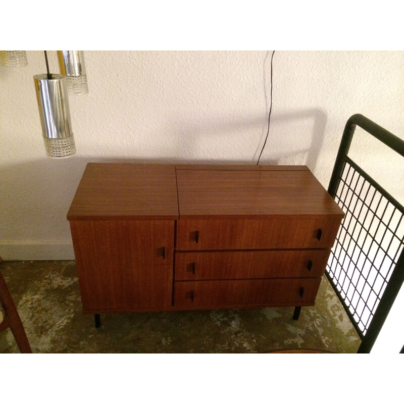 Vintage dressing table in teak and metal - 1950s