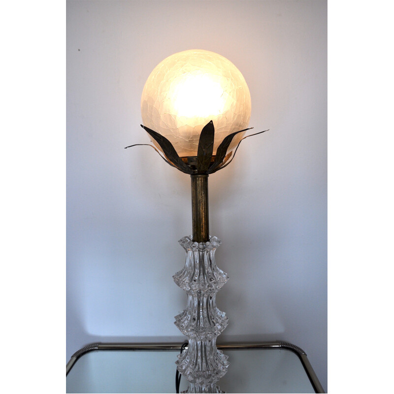 Vintage gouden glazen bloemenlamp, 1960