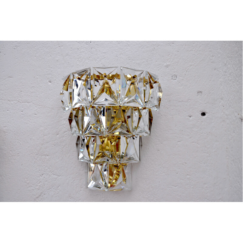 Pair of vintage metal and crystal wall lamp by Kinkeldey, Germany 1970