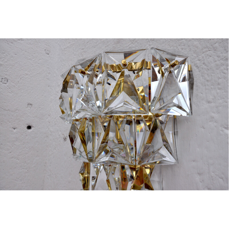 Pair of vintage metal and crystal wall lamp by Kinkeldey, Germany 1970