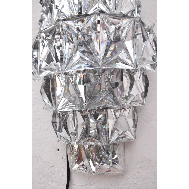 Vintage silver crystal wall lamp by Kinkeldey, Germany 1970