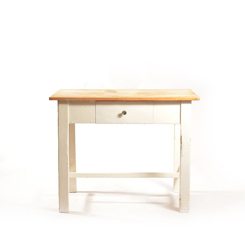 Table vintage blanche avec tiroir