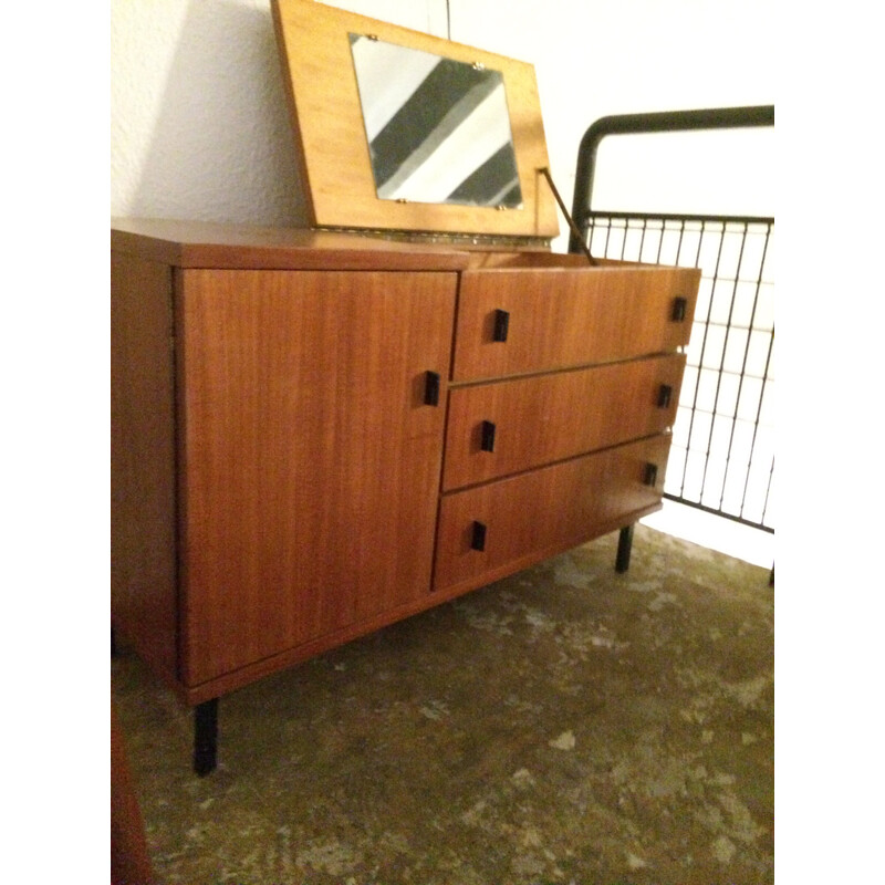 Vintage dressing table in teak and metal - 1950s