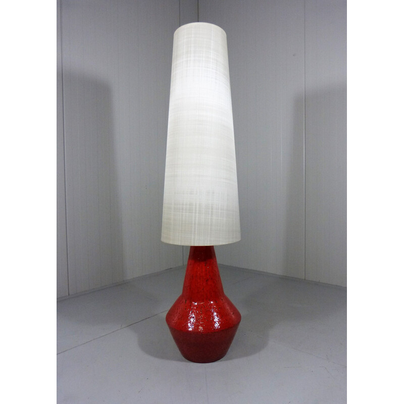 Vintage red pottery floor lamp