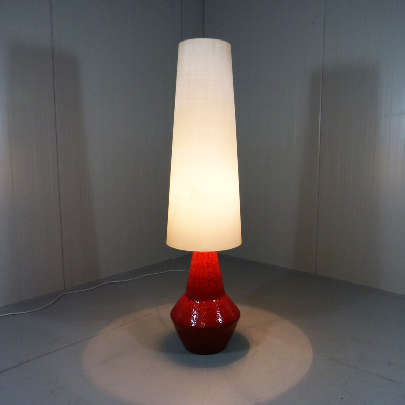 Lampadaire vintage en poterie rouge