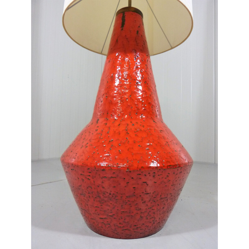Lampadaire vintage en poterie rouge
