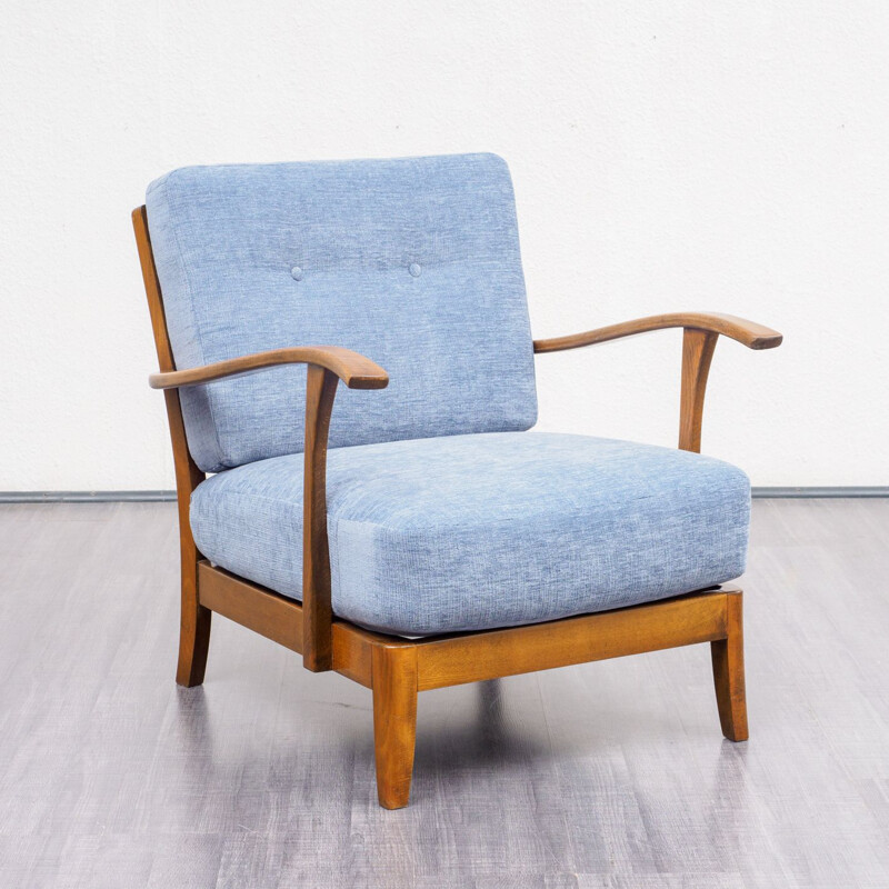 Vintage blue armchair in beech