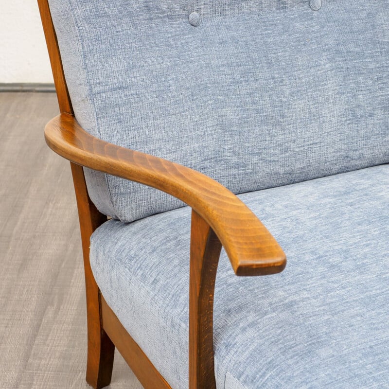 Vintage blue armchair in beech