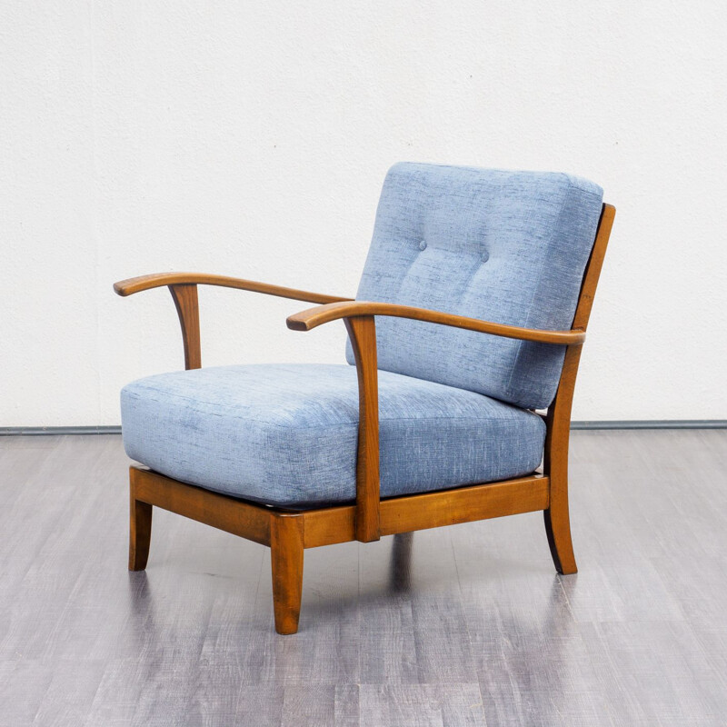 Fauteuil Vintage bleu en hêtre