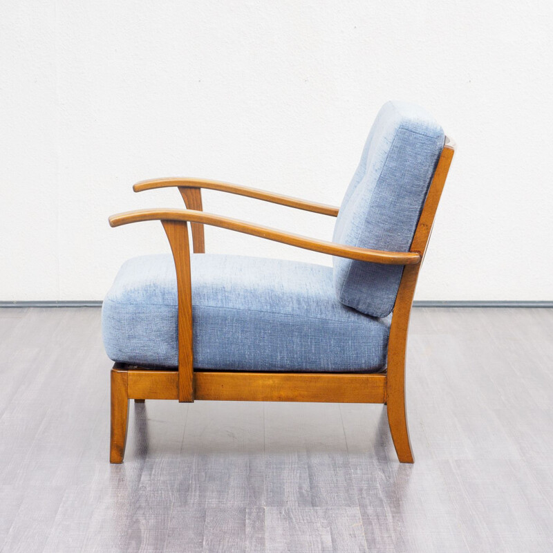 Vintage blue armchair in beech