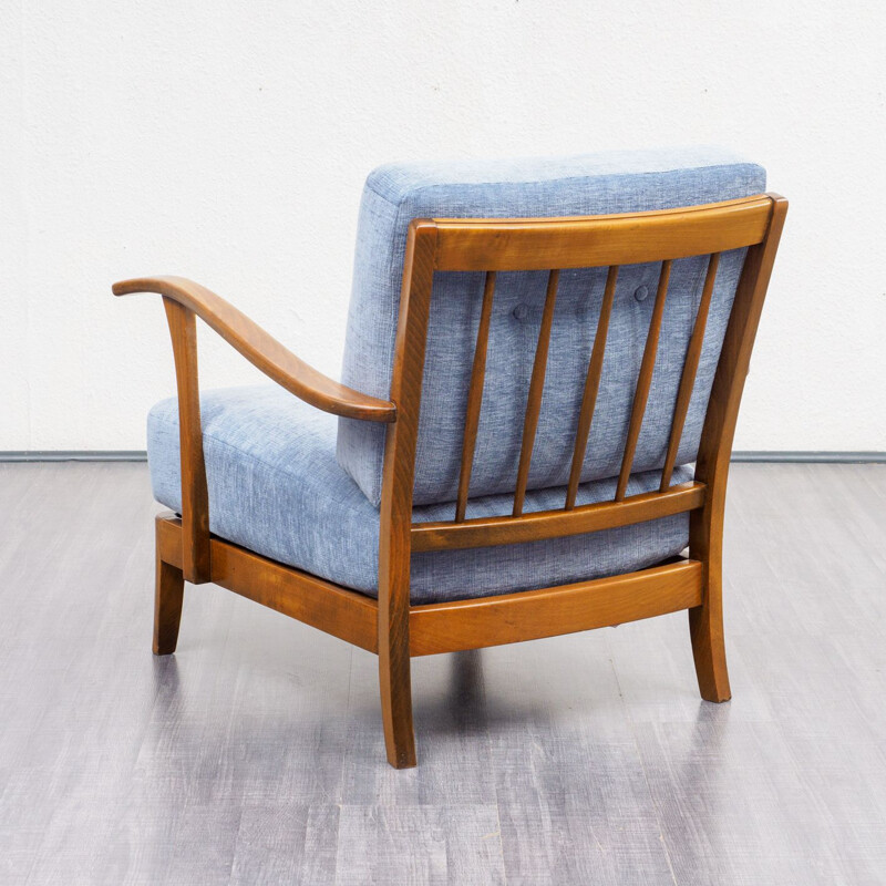 Vintage blue armchair in beech