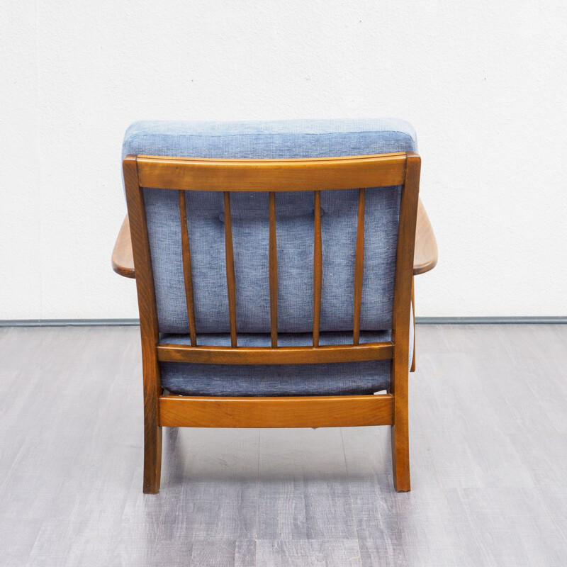 Vintage blue armchair in beech