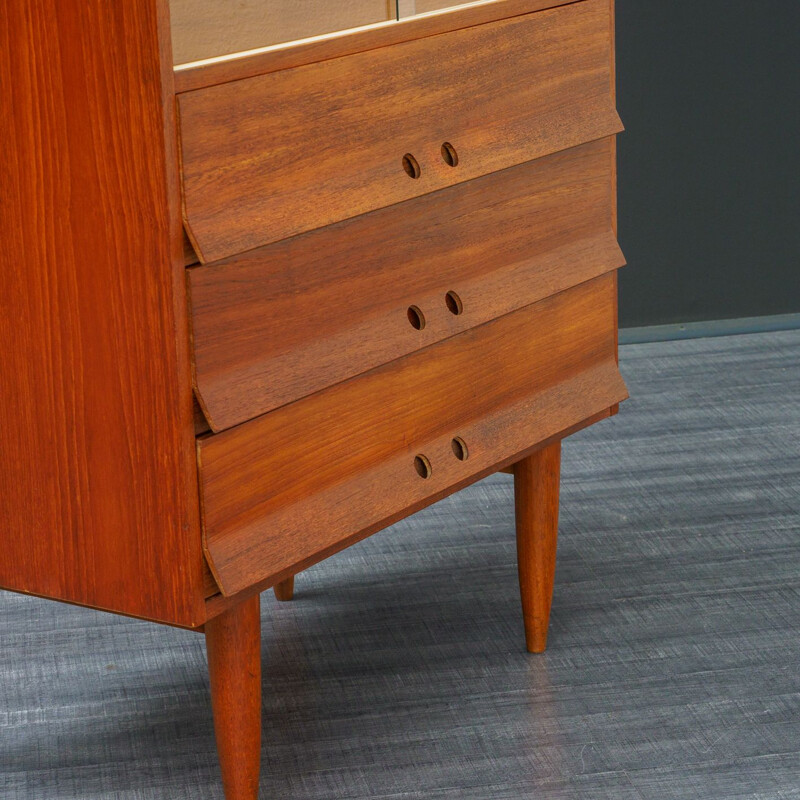 Vintage Scandinavian cabinet in teak and glass