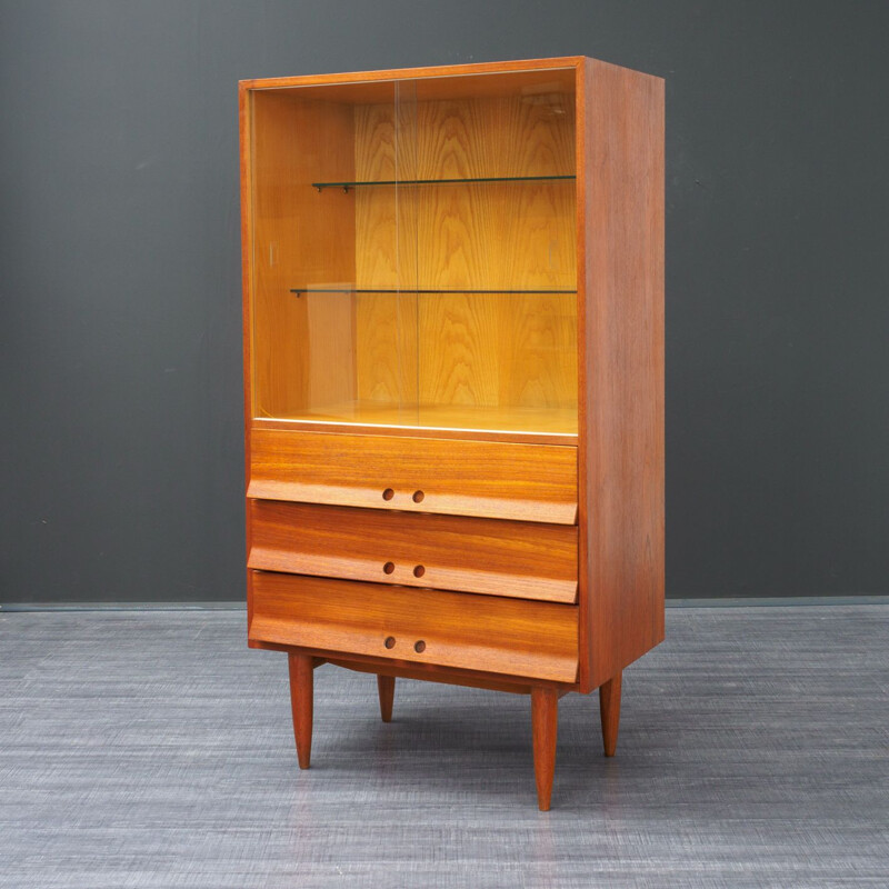 Vintage Scandinavian cabinet in teak and glass