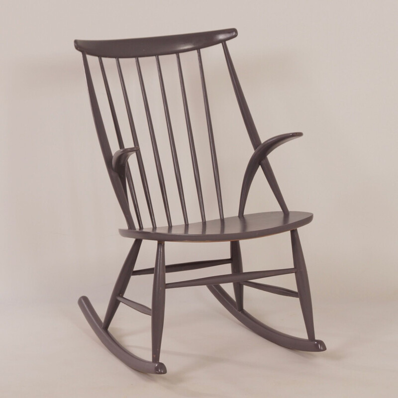 Chaise à bascule vintage "Iw3" en hêtre par Illum Wikkelsø pour Niels Eilersen, 1950