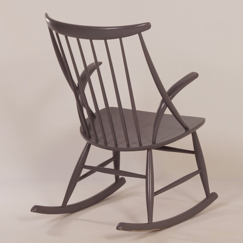 Vintage "Iw3" beuken schommelstoel van Illum Wikkelsø voor Niels Eilersen, 1950