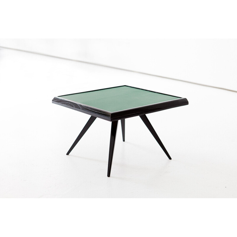 Vintage Italian coffee table in green leather