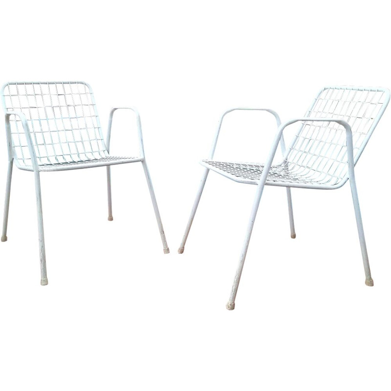 Suite de 6 chaises vintage de jardin blanches EMU