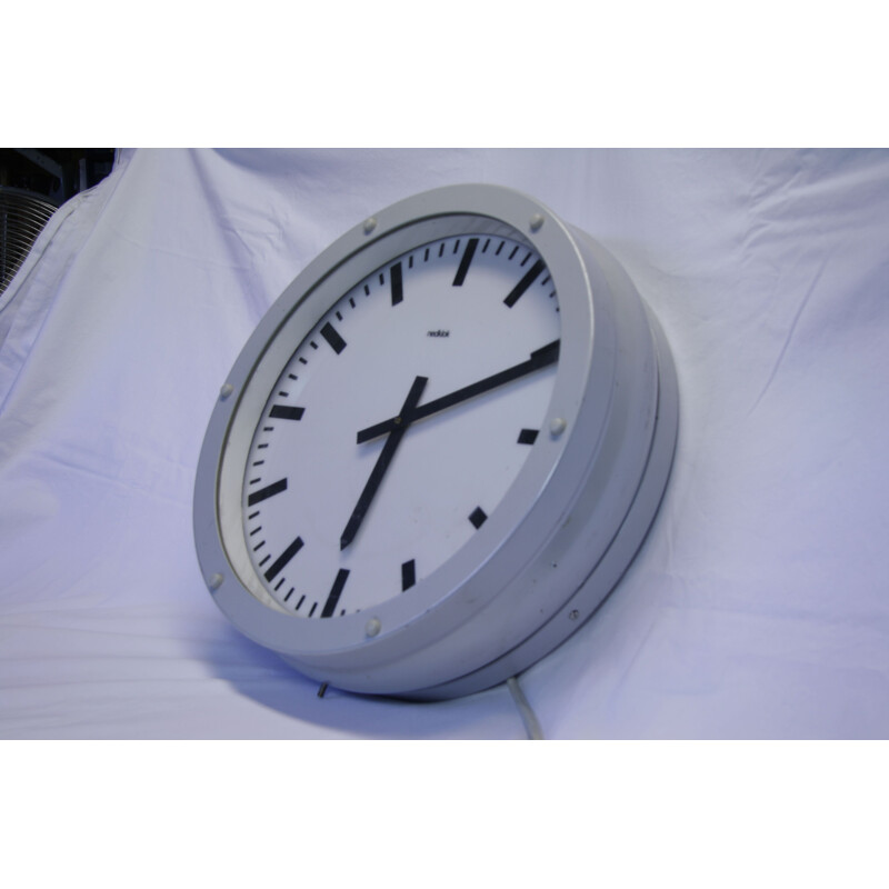 Vintage dutch industrial clock by Nedklok in aluminium 1980