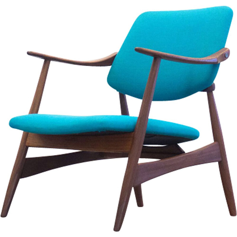 Vintage blue lounge chair by Louis van Teeffelen for Wébé